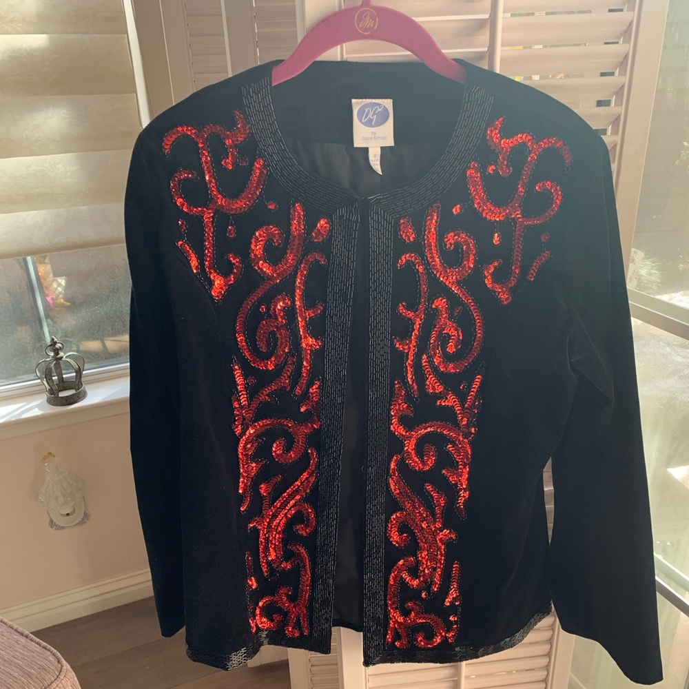 🌹DIANE GILMAN EMBELLISHED VELVET JACKET (SMALL)🌹